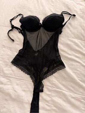 Sultry Black Lace & Mesh Bodysuit Shapewear - Women